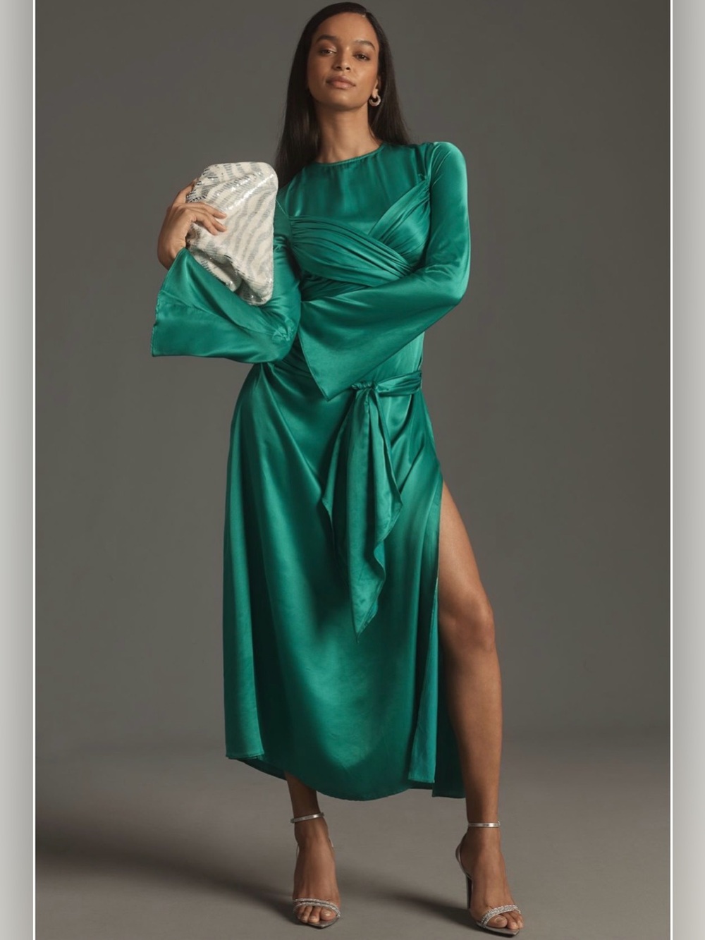 The Wolf Gang Fleur Satin Maxi‎ Dress Green Small